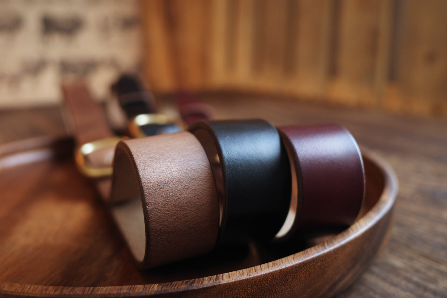 HORWEEN ホーウィン茶芯レザー 真鍮バックル ベルト ユニセックス 28mm