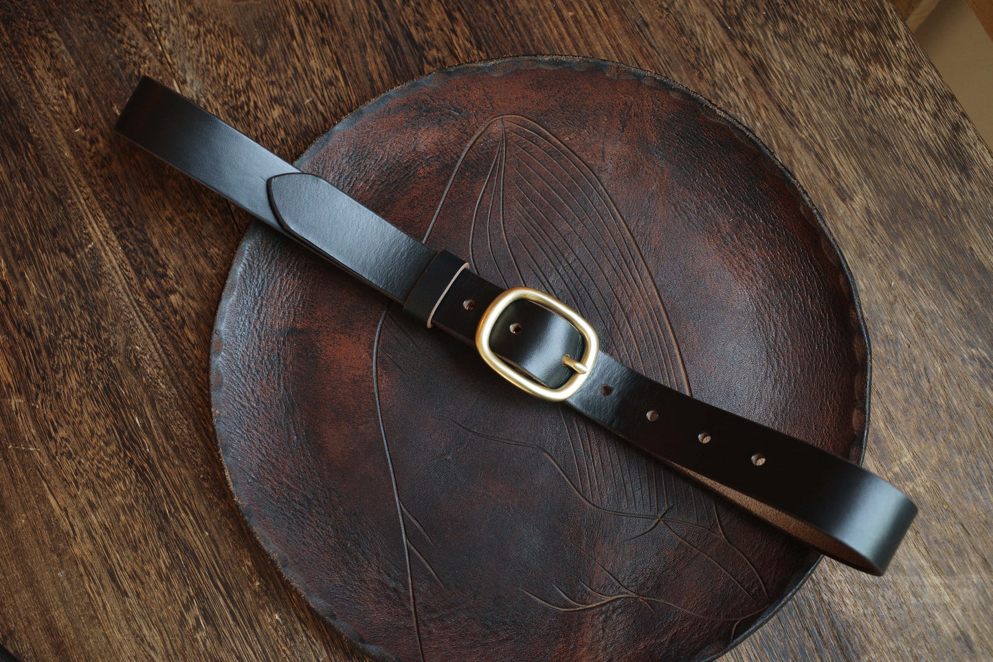 HORWEEN ホーウィン茶芯レザー 真鍮バックル ベルト ユニセックス 28mm