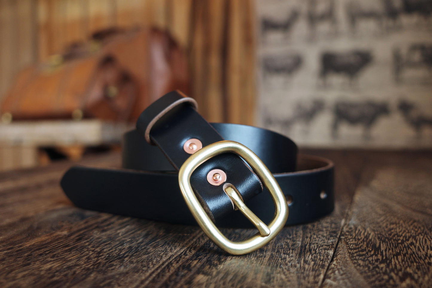 HORWEEN ホーウィン茶芯レザー 真鍮バックル ベルト ユニセックス 28mm