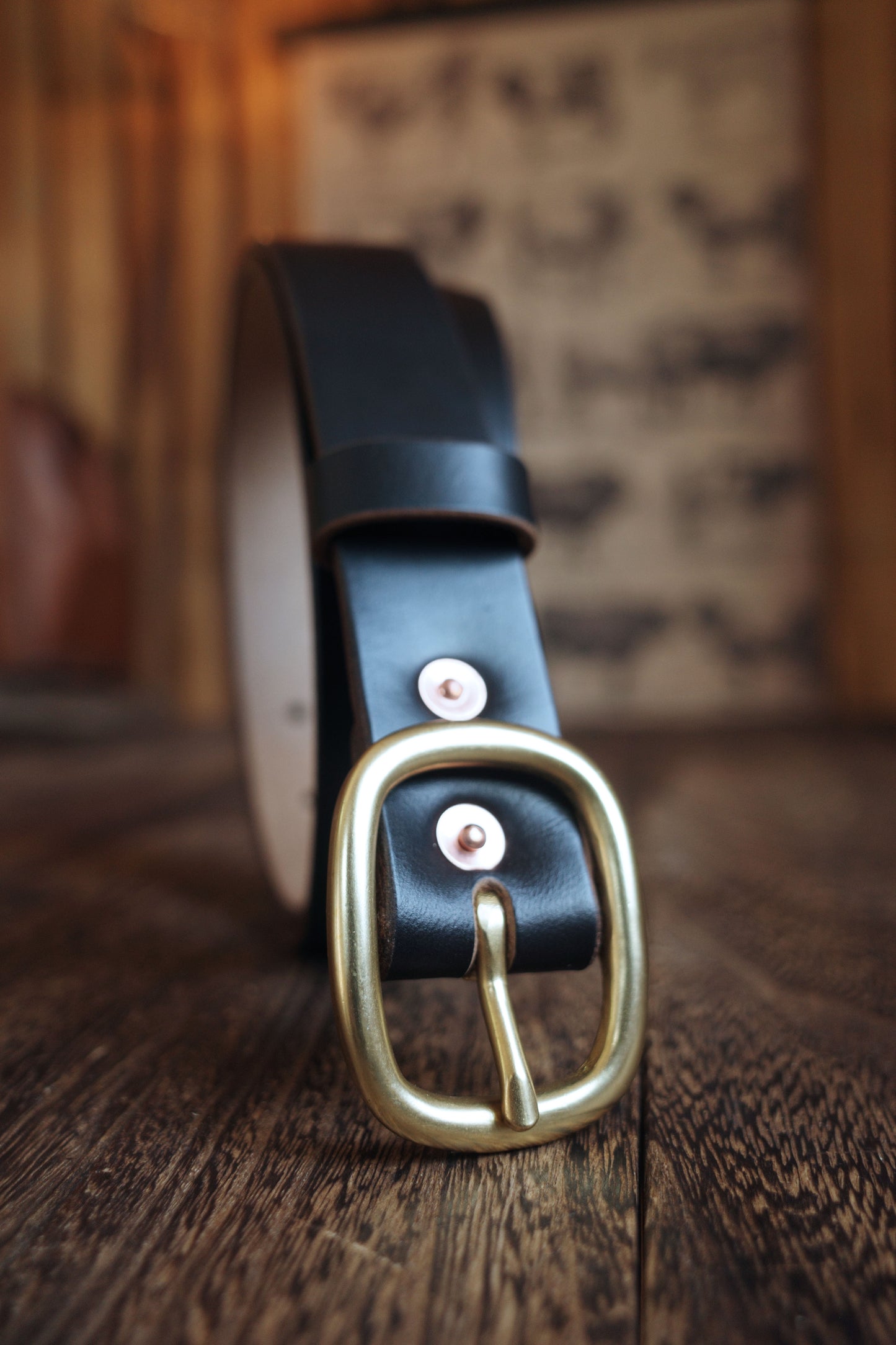 HORWEEN ホーウィン茶芯レザー 真鍮バックル ベルト ユニセックス 28mm