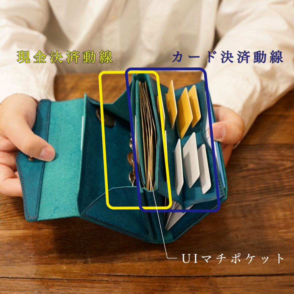「カードが立つ/小銭が広がる」小さい長財布 stand up wallet GA/ graffi(スタンドアップウォレットGA/ グラフィー)