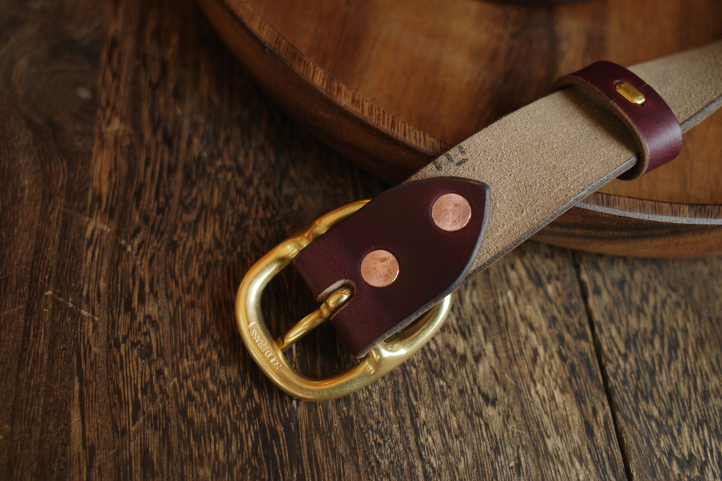 HORWEEN ホーウィン茶芯レザー 真鍮バックル ベルト ユニセックス 28mm