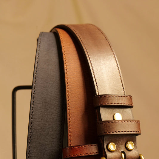 メンズクラシックベルト 真鍮バックル/3.8cm幅 イタリアレザー