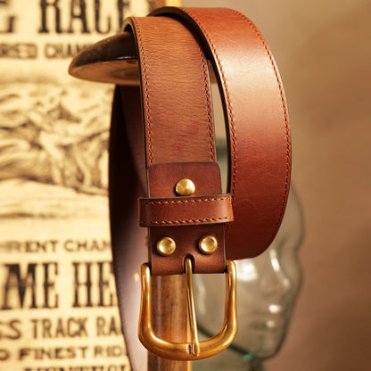 メンズクラシックベルト 真鍮バックル／3.8cm幅 イタリアレザー