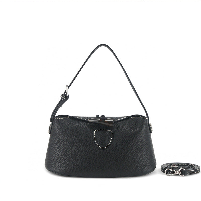 【受注生産】2WAY 牛革ホーンバックルバッグ — 手提げ＆斜め掛けのミニマルエディット