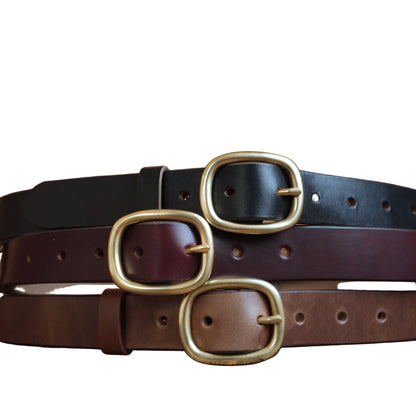 HORWEEN ホーウィン茶芯レザー  真鍮バックル ベルト  ユニセックス　28mm