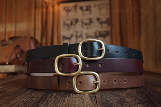 HORWEEN ホーウィン茶芯レザー  真鍮バックル ベルト  ユニセックス　28mm