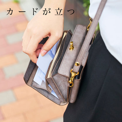 コンパクトにおでかけ！『1秒ショルダー®︎wallet』　秒でサクッと、片手だけでお支払い！スマホも入る！小さく速いお財布ショルダー