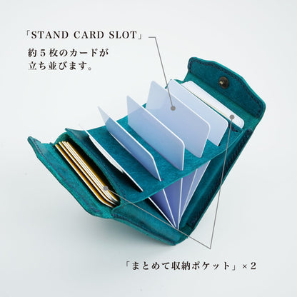 片手で瞬時に開き、カードが立つ！カードウォレット『スナップホルダー』