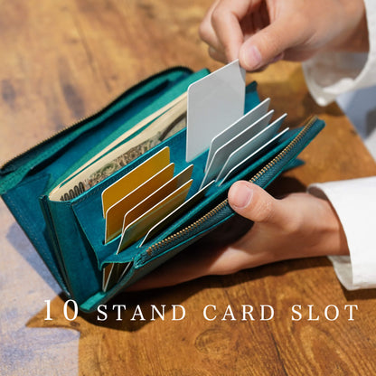 「1秒財布®︎」速い小さい薄い長財布 レジでモタつかず後ろを気にしない！カードが立つ、お札が噛まない新構造