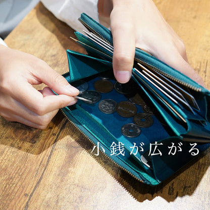 「1秒財布®︎」速い小さい薄い長財布 レジでモタつかず後ろを気にしない！カードが立つ、お札が噛まない新構造
