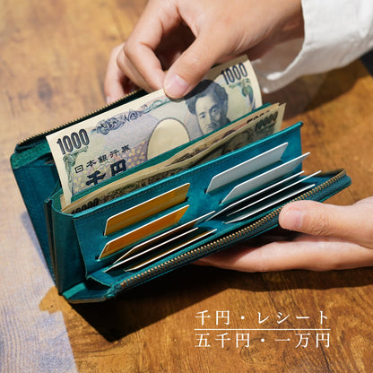 「1秒財布®︎」速い小さい薄い長財布 レジでモタつかず後ろを気にしない！カードが立つ、お札が噛まない新構造