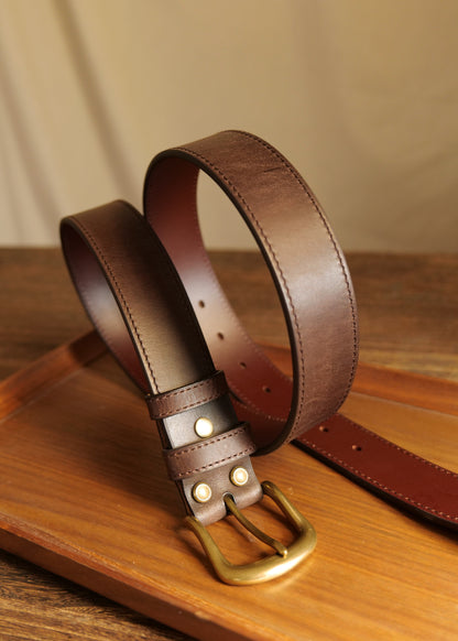 メンズクラシックベルト 真鍮バックル／3.8cm幅 イタリアレザー
