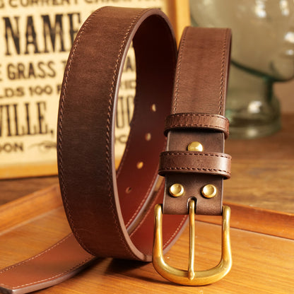メンズクラシックベルト 真鍮バックル／3.8cm幅 イタリアレザー