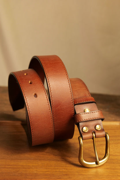 メンズクラシックベルト 真鍮バックル／3.8cm幅 イタリアレザー