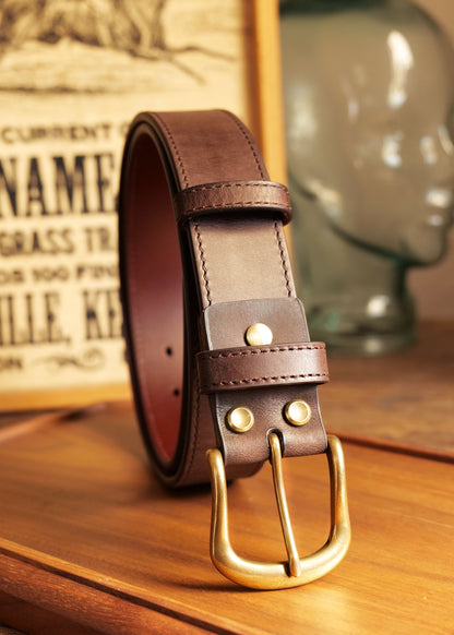 メンズクラシックベルト 真鍮バックル／3.8cm幅 イタリアレザー