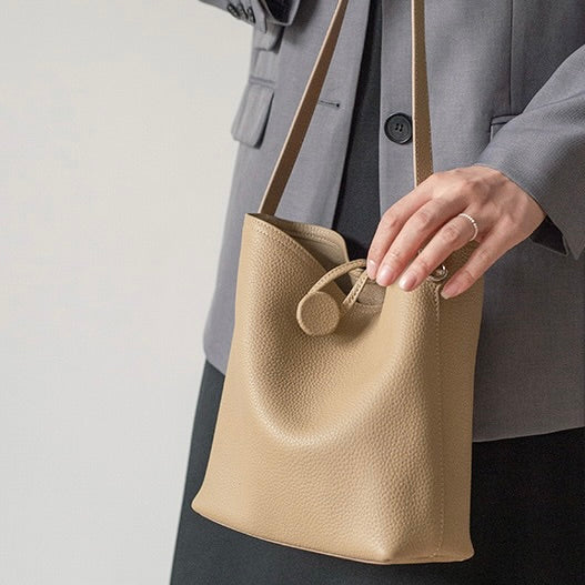 『受注生産』2WAY 本革バケツバッグ — 柔らか牛革のショルダー＆クロスボディ