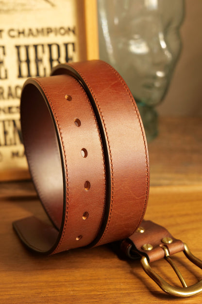 メンズクラシックベルト 真鍮バックル／3.8cm幅 イタリアレザー