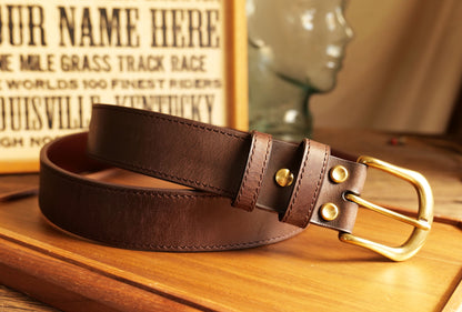 メンズクラシックベルト 真鍮バックル／3.8cm幅 イタリアレザー