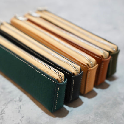 『手縫い 』軽量ペンケース 45g /YKKエクセラ使用 コンパクト 本革 文具ケース