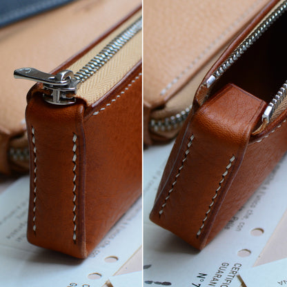 『手縫い 』軽量ペンケース 45g /YKKエクセラ使用 コンパクト 本革 文具ケース