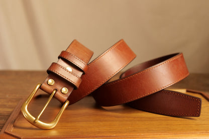 メンズクラシックベルト 真鍮バックル／3.8cm幅 イタリアレザー
